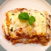 Classic Lasagna Bolognese with red wine - mangia!